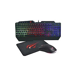 HAVIT KB889CM RAINBOW WIRED BLACK GAMING KEYBOARD, MOUSE & MOUSE PAD COMBO