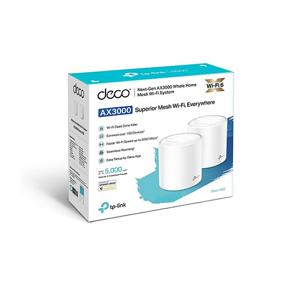 TP-Link Deco X60 AX3000 Wi-Fi 6 Mesh Router (2-pack)