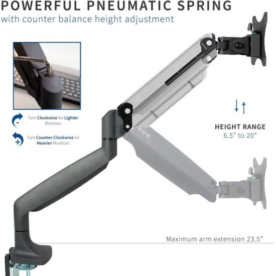 Ergonomic M1 Aluminum Gas Spring Monitor Desk Mount Stand