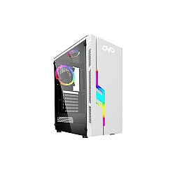 OVO JX188 -7W  MID TOWER GAMING RGB CASE (WHITE)