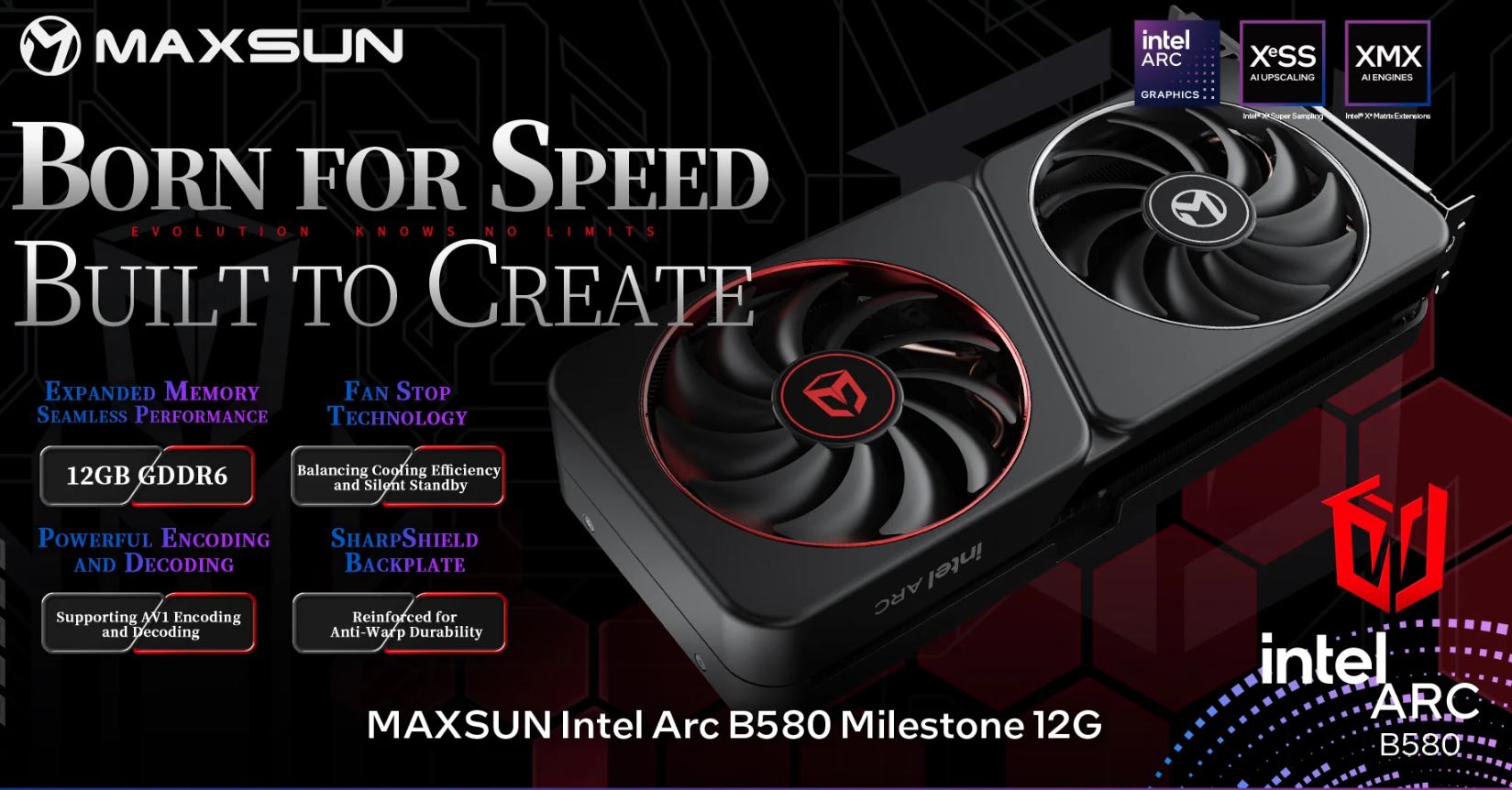 MAXSUN Intel Arc B580 Milestone 12GB Graphics Card