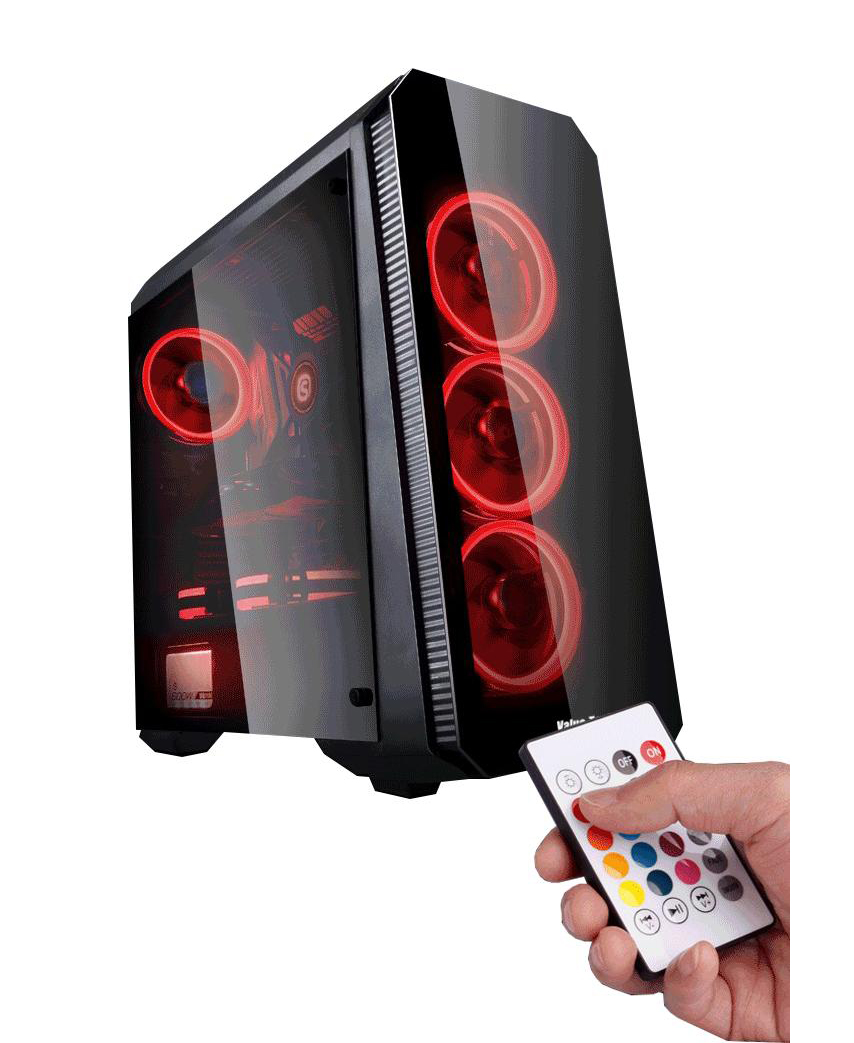 Value-Top VT-760RGB Crystal Tempered Glass Full Tower Red LED ATX Casing