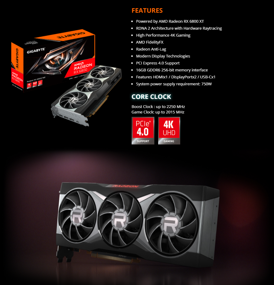 Gigabyte Radeon RX 6800 Gaming OC 16GB Graphics Card