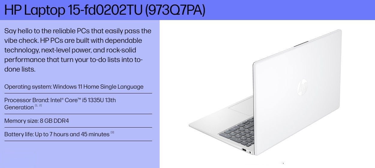 HP Laptop 15-fd0202TU (973Q7PA)