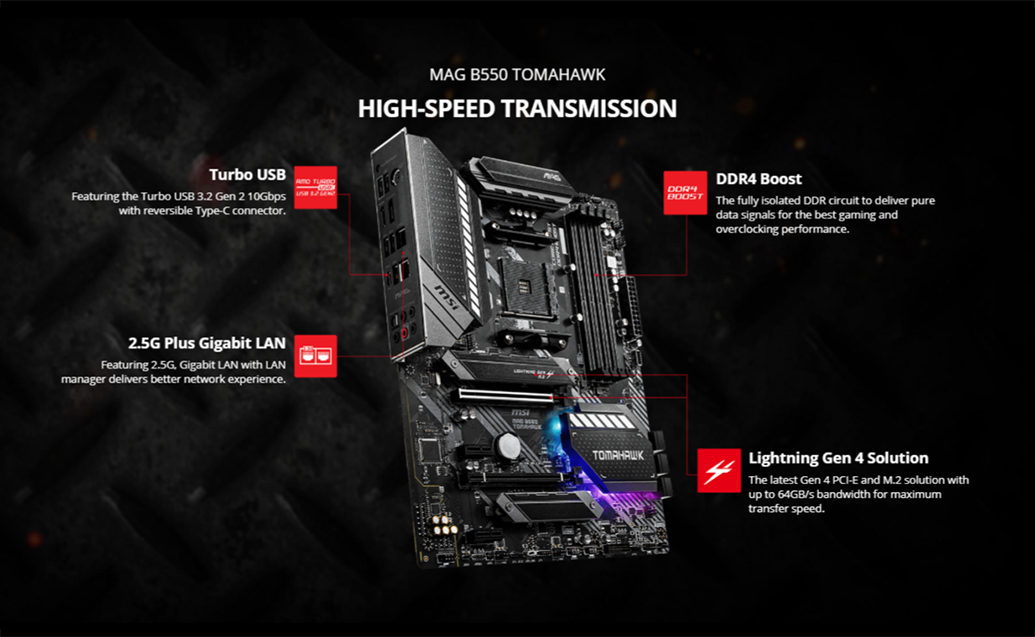 MSI MAG B550 TOMAHAWK MOTHERBOARD