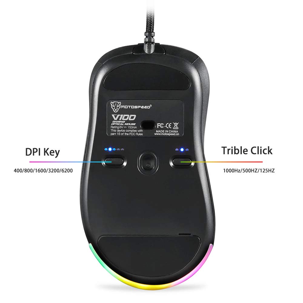 MotoSpeed V100 Dual Sensor 6200DPI RGB Optical Gaming Mouse