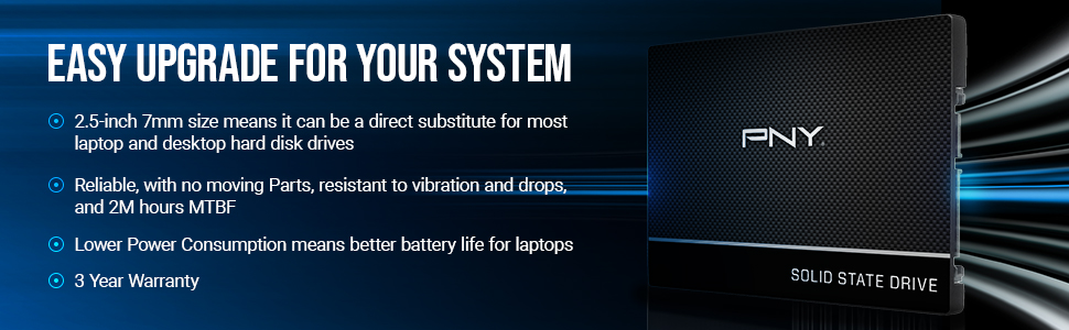 PNY CS900 256GB 3D SSD in bd