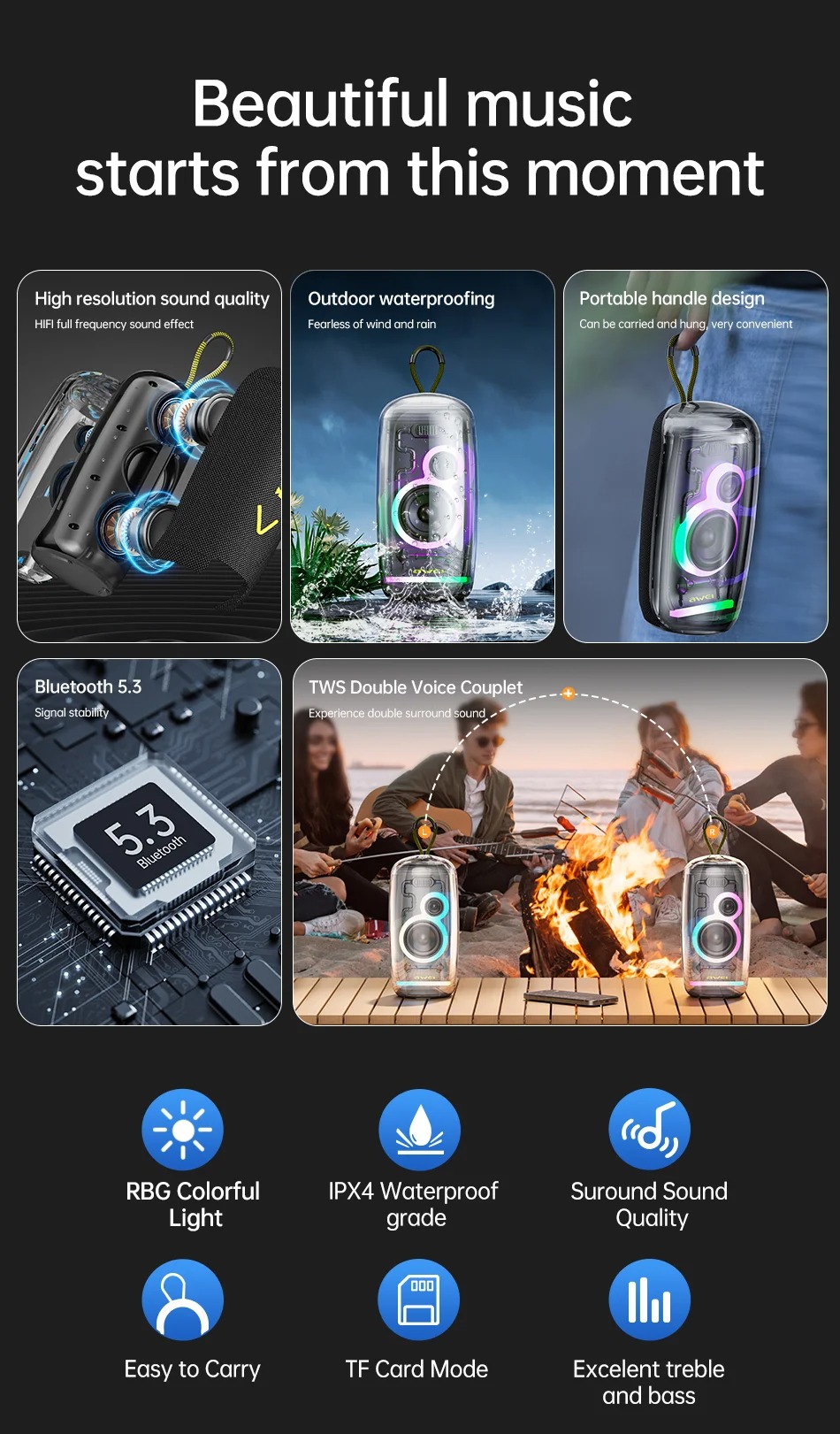  AWEI KA32 Waterproof Bluetooth Speaker