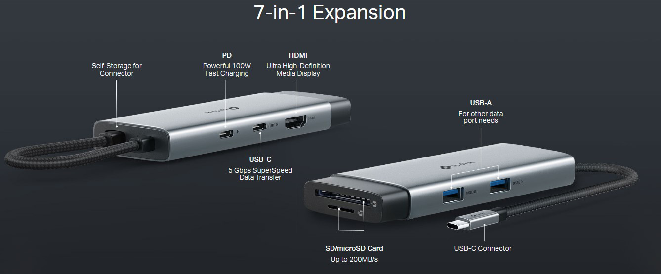 TP-Link UH7020C USB Type-C HDMI SD TF 7 in 1 Hub TP-Link UH7020C Hub price in bd